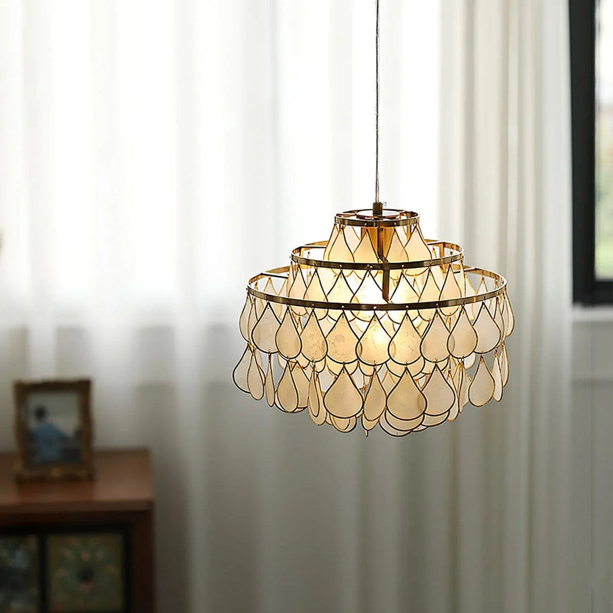 Teardrops Capiz Chandelier