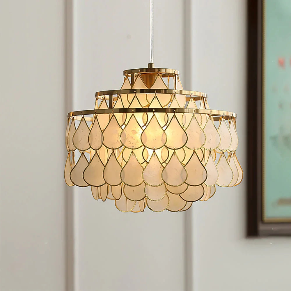 Teardrops Capiz Chandelier