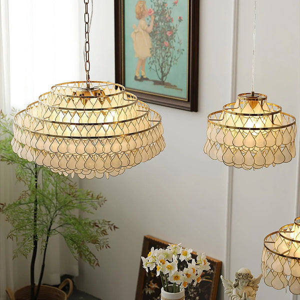 Teardrops Capiz Chandelier