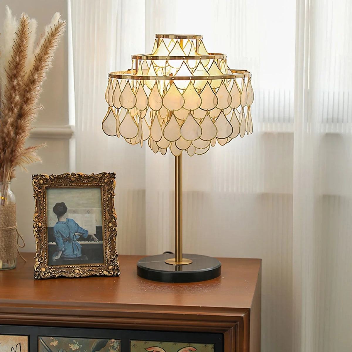 Teardrops Capiz Table Lamp