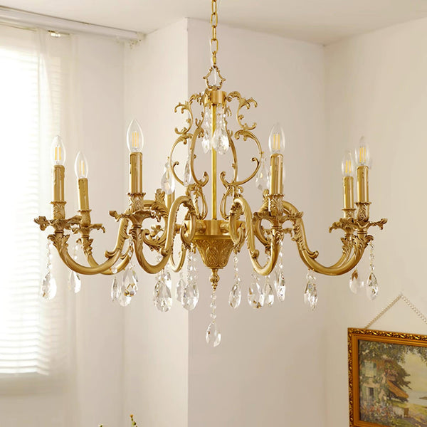 Ella Chandelier Classic Brass Crystal
