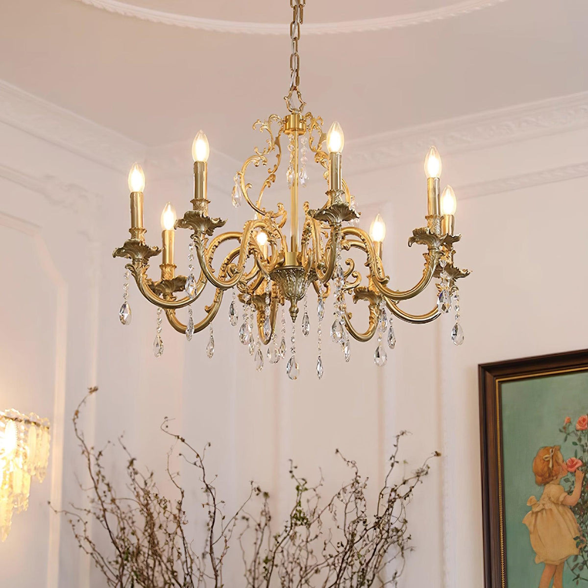 Ella Chandelier Classic Brass Crystal