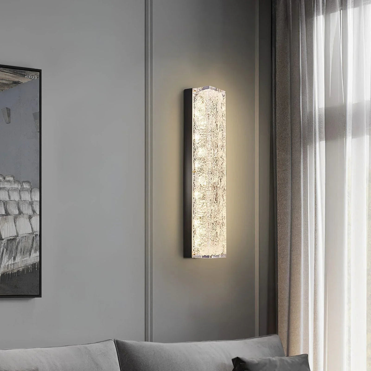 Travertine Stein Lange Long Strip Wall Sconce