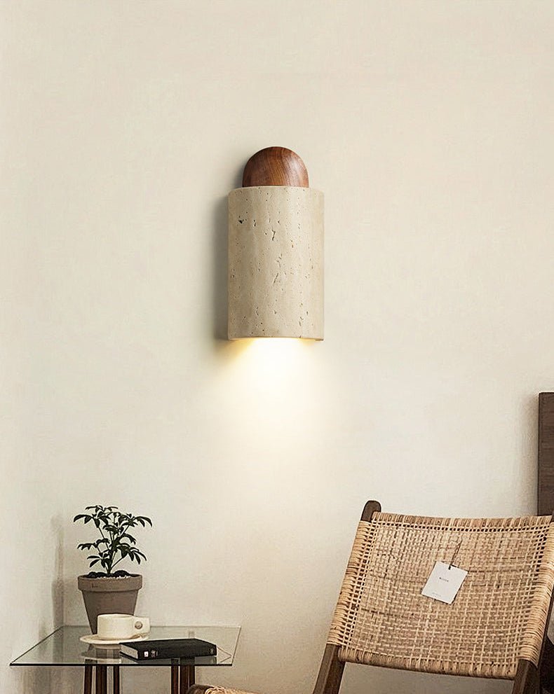 Cube Stone Travertine Wall Lamp