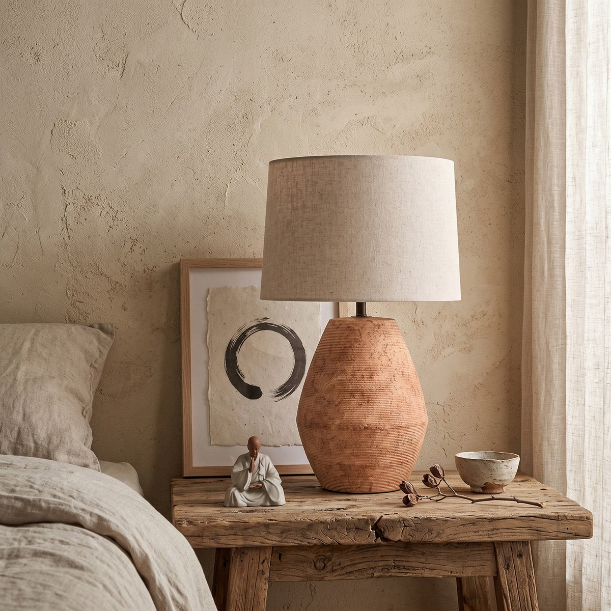Textured Terracotta Toned Table Lamp