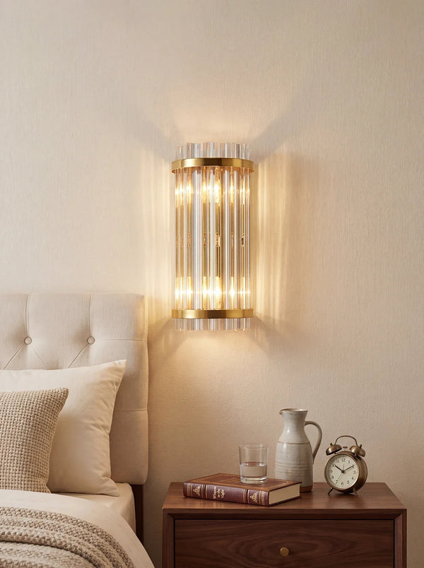 Three Sided Crystal Rod Wall Lamp