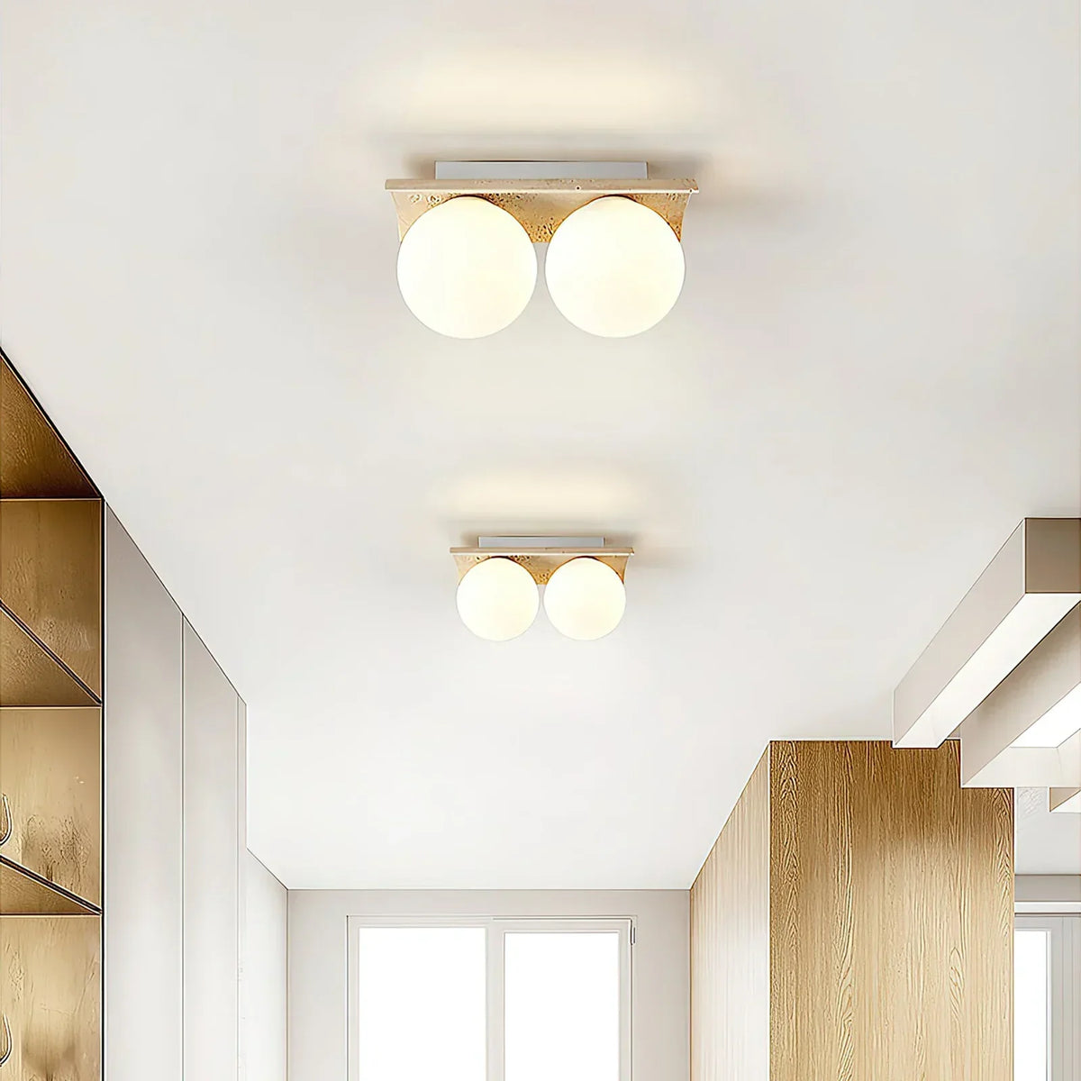 Travertine Bianca Globe Ceiling Lamp