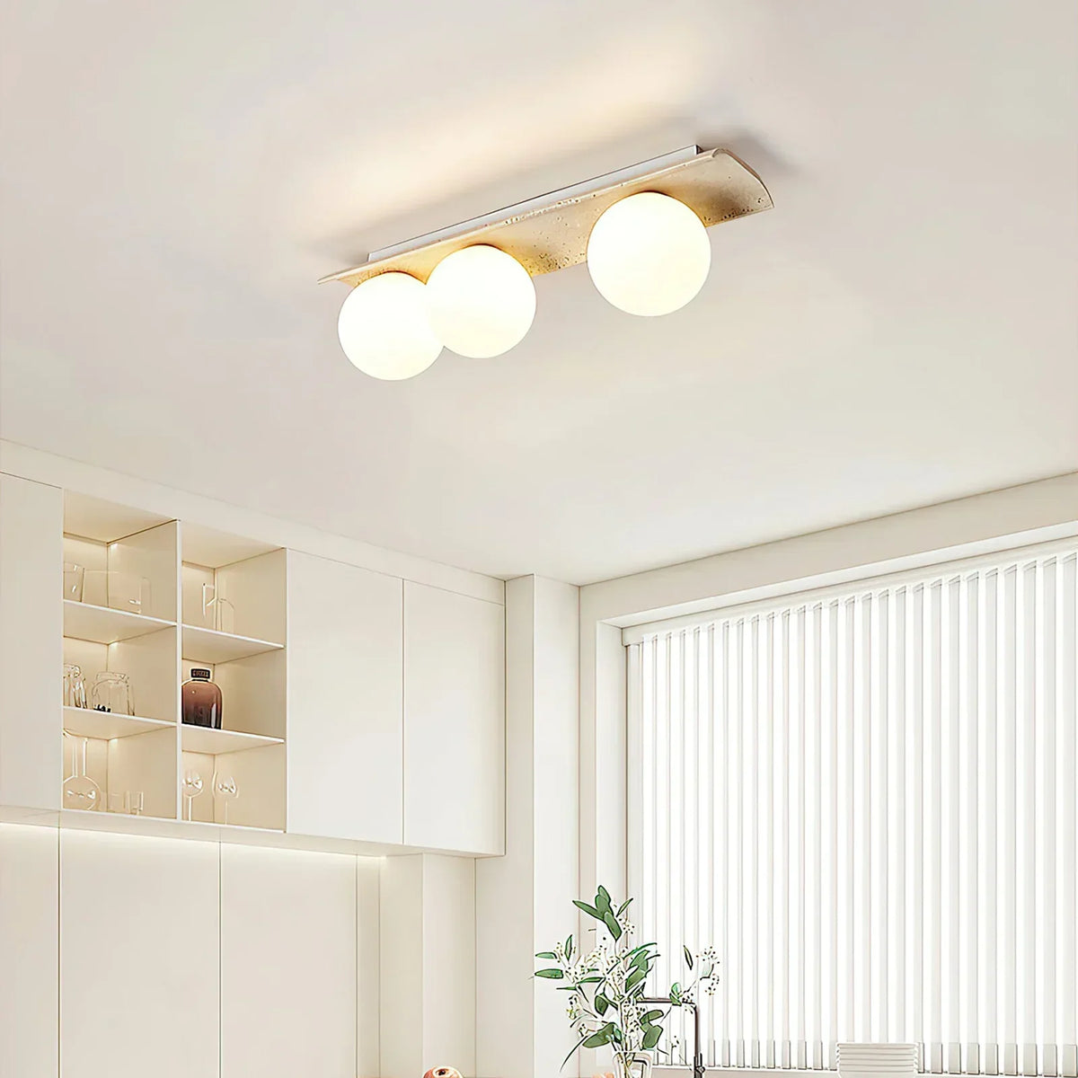 Travertine Bianca Globe Ceiling Lamp
