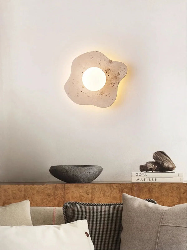 Travertine Blob Glass Wall Lamp
