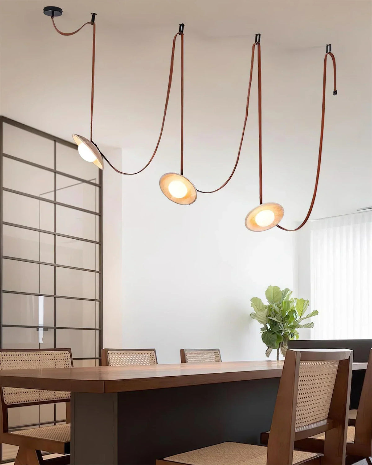 Travertine Lasso Stone Leather Chandelier
