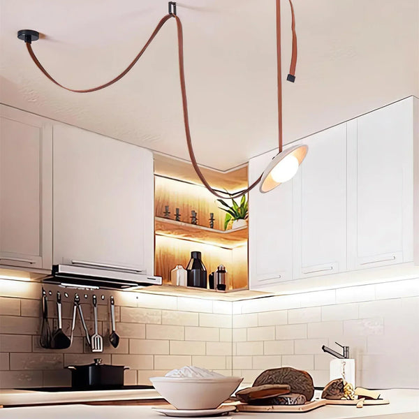 Travertine Lasso Stone Leather Chandelier