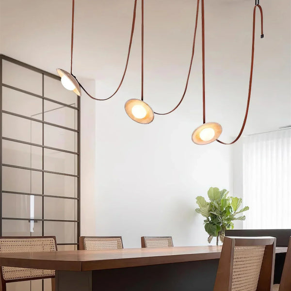 Travertine Lasso Stone Leather Chandelier