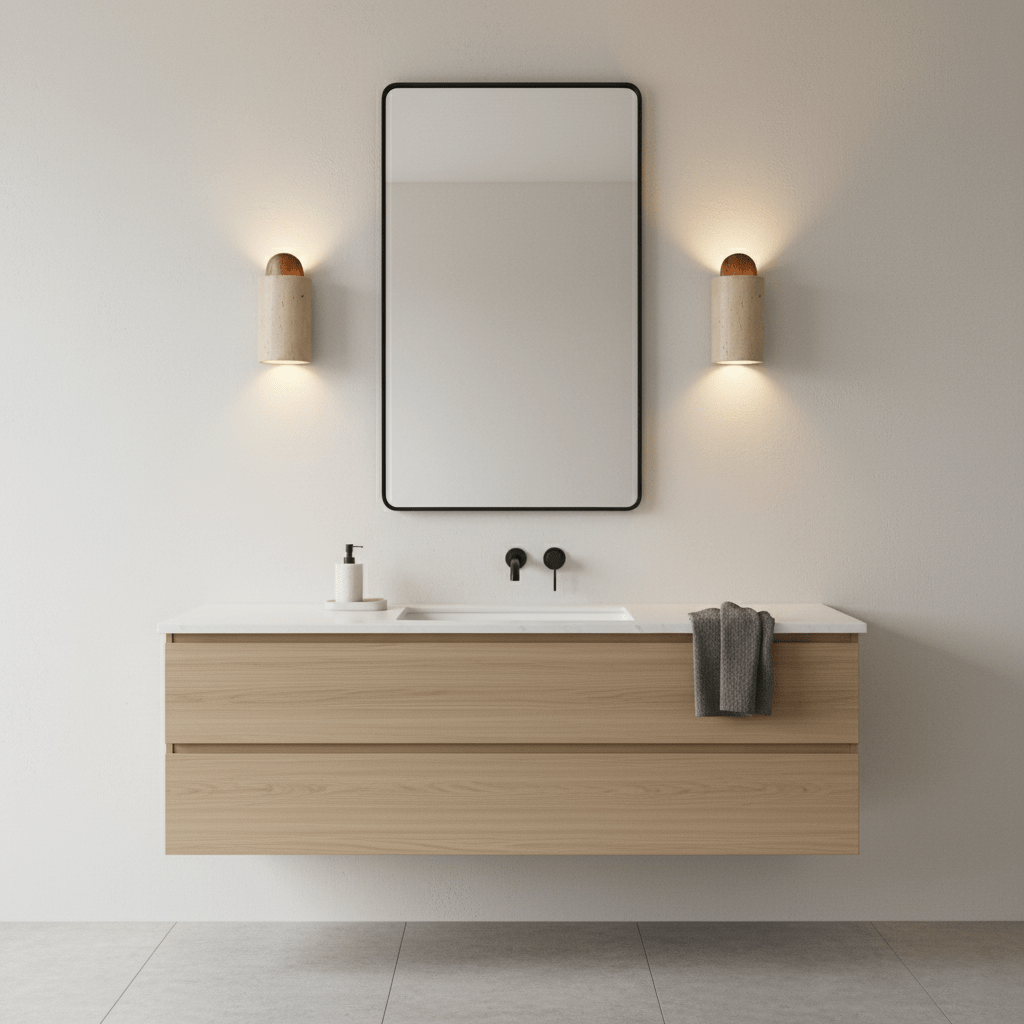 Cube Stone Travertine Wall Lamp