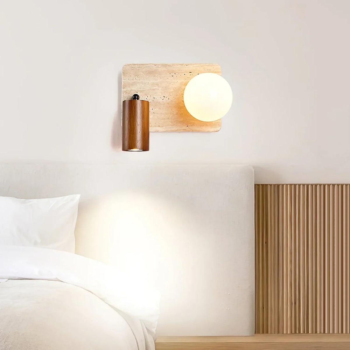 Travertine Lunara Duo Rotating Wall Light