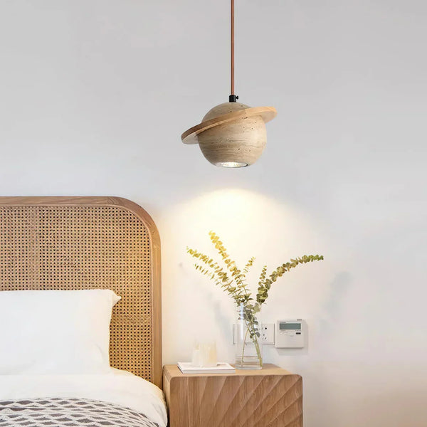 Travertine Planet Pendant Light