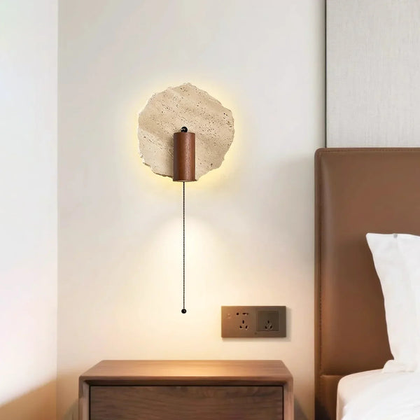 Travertine Thalos Irregular Round Wall Light