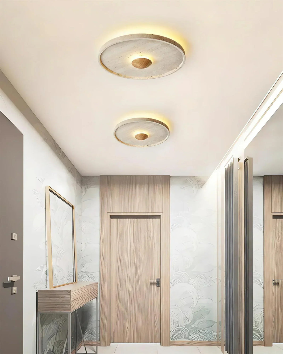 Travertine Tranquil Aura Disc Ceiling Light