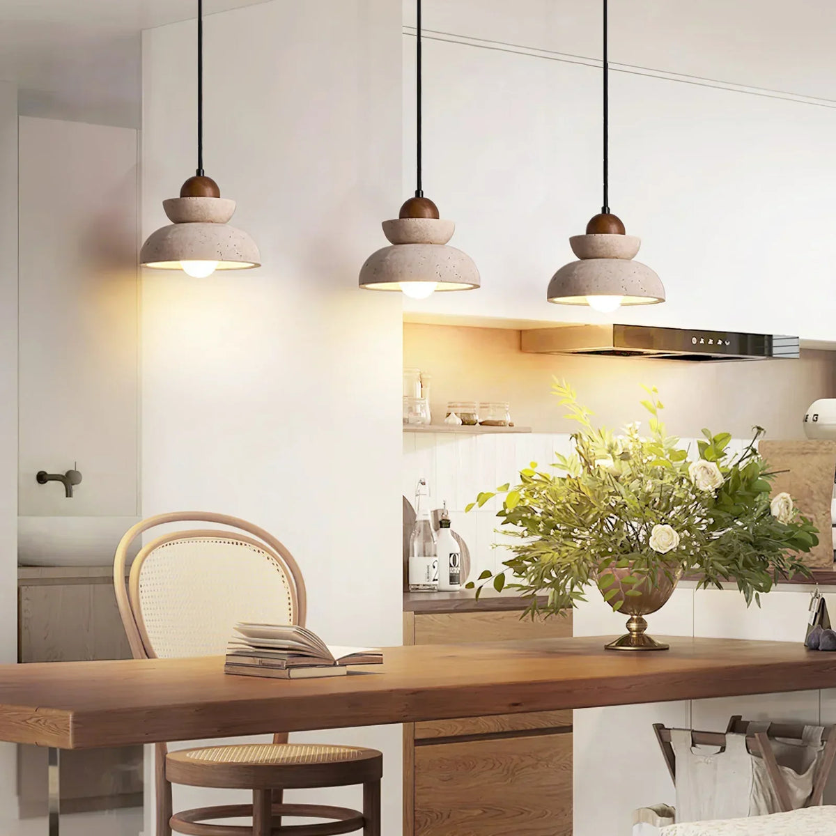Travertine Zenith Tier Pendant Lamp