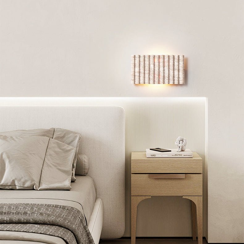 Rectangle Grille Travertine Wall Lamp
