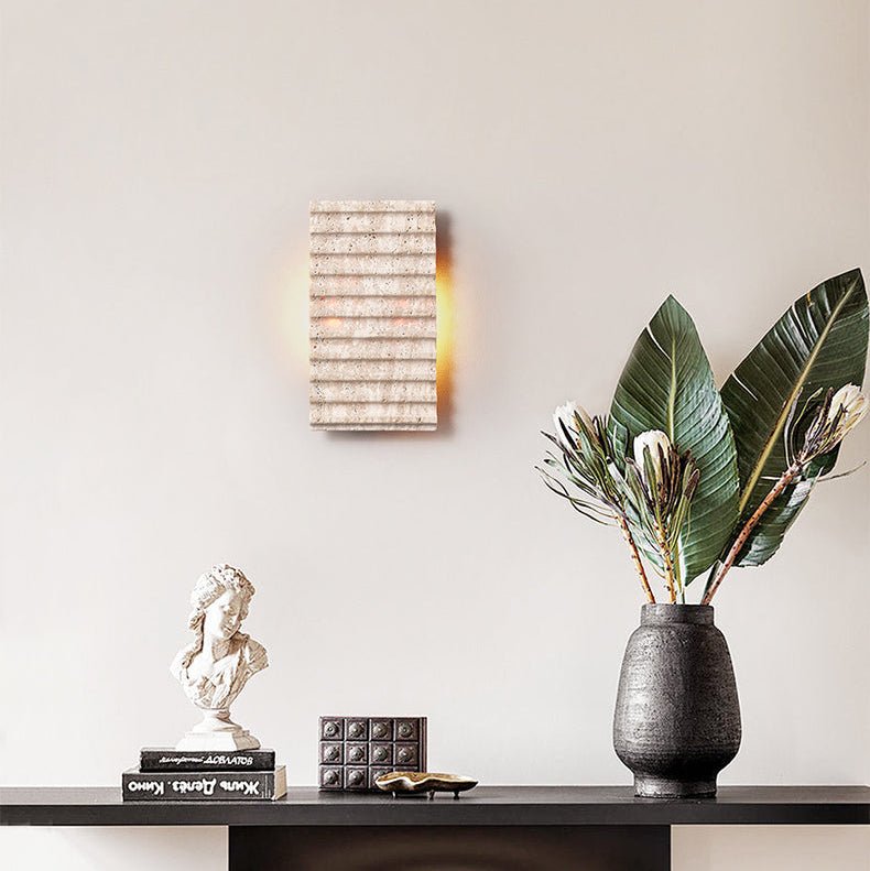 Rectangle Grille Travertine Wall Lamp