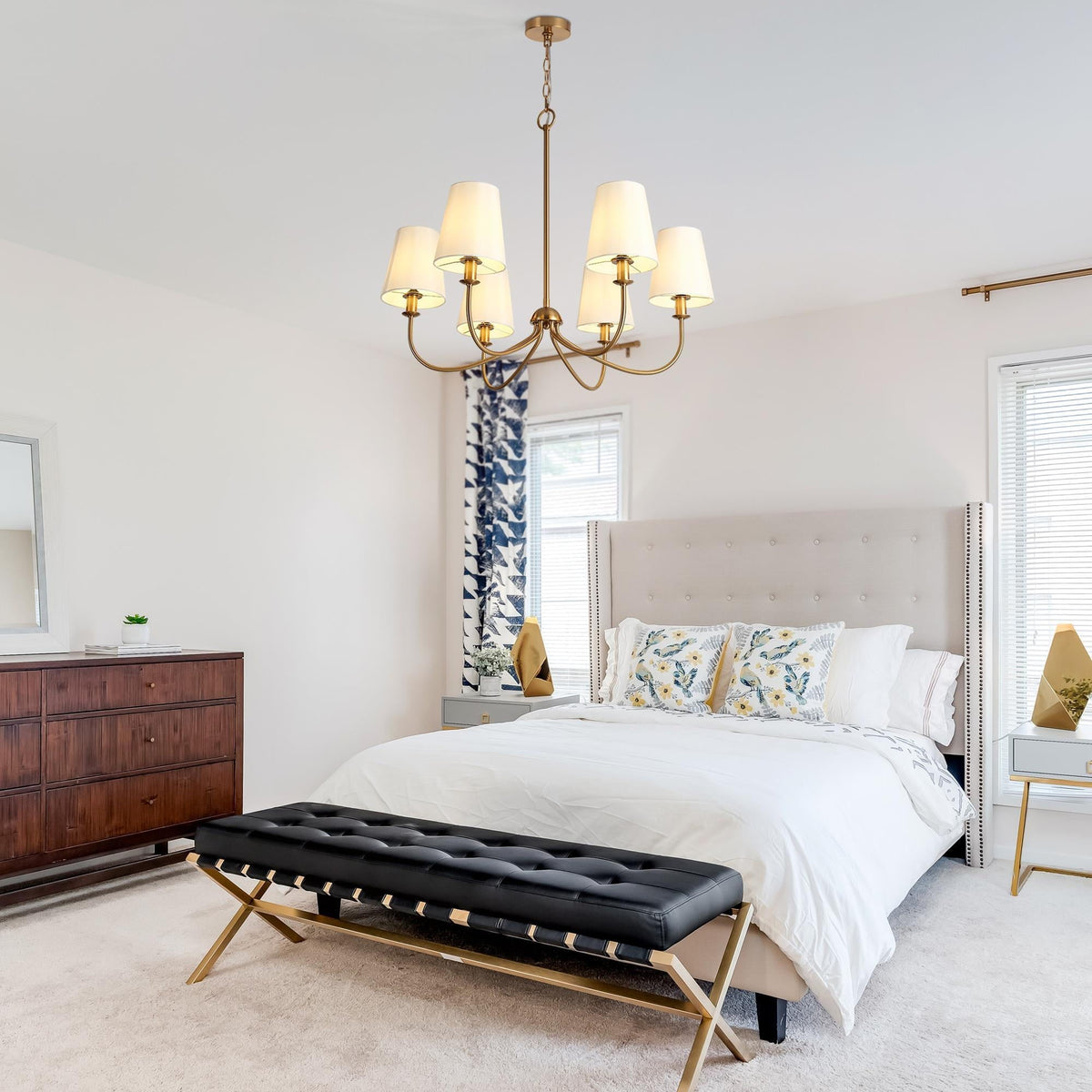 Icarisra Vintage Industrial Brass Fabric Chandelier