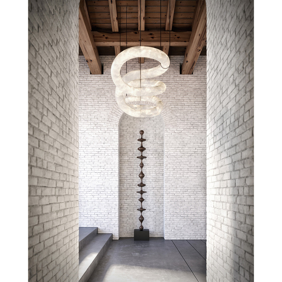 Syrinan Luxe Ring Leather Alabaster Chandelier