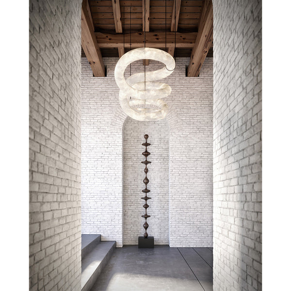 Syrinan Luxe Ring Leather Alabaster Chandelier