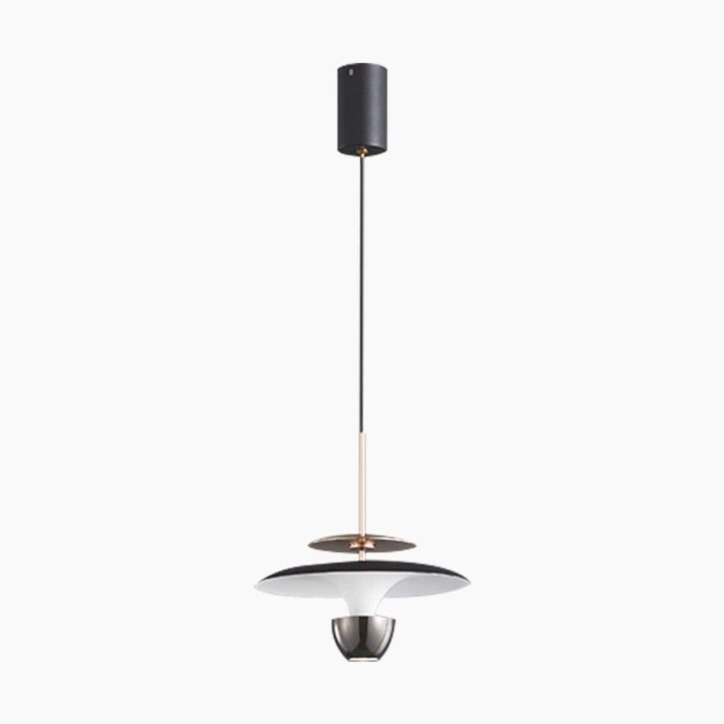 Pendant Light Small UFO Modern with Integrated LED, Black/Gold