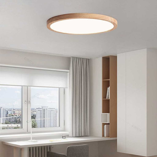 Ceiling Light Flush Mount Wood LED Full Spectrum Ultra Thin