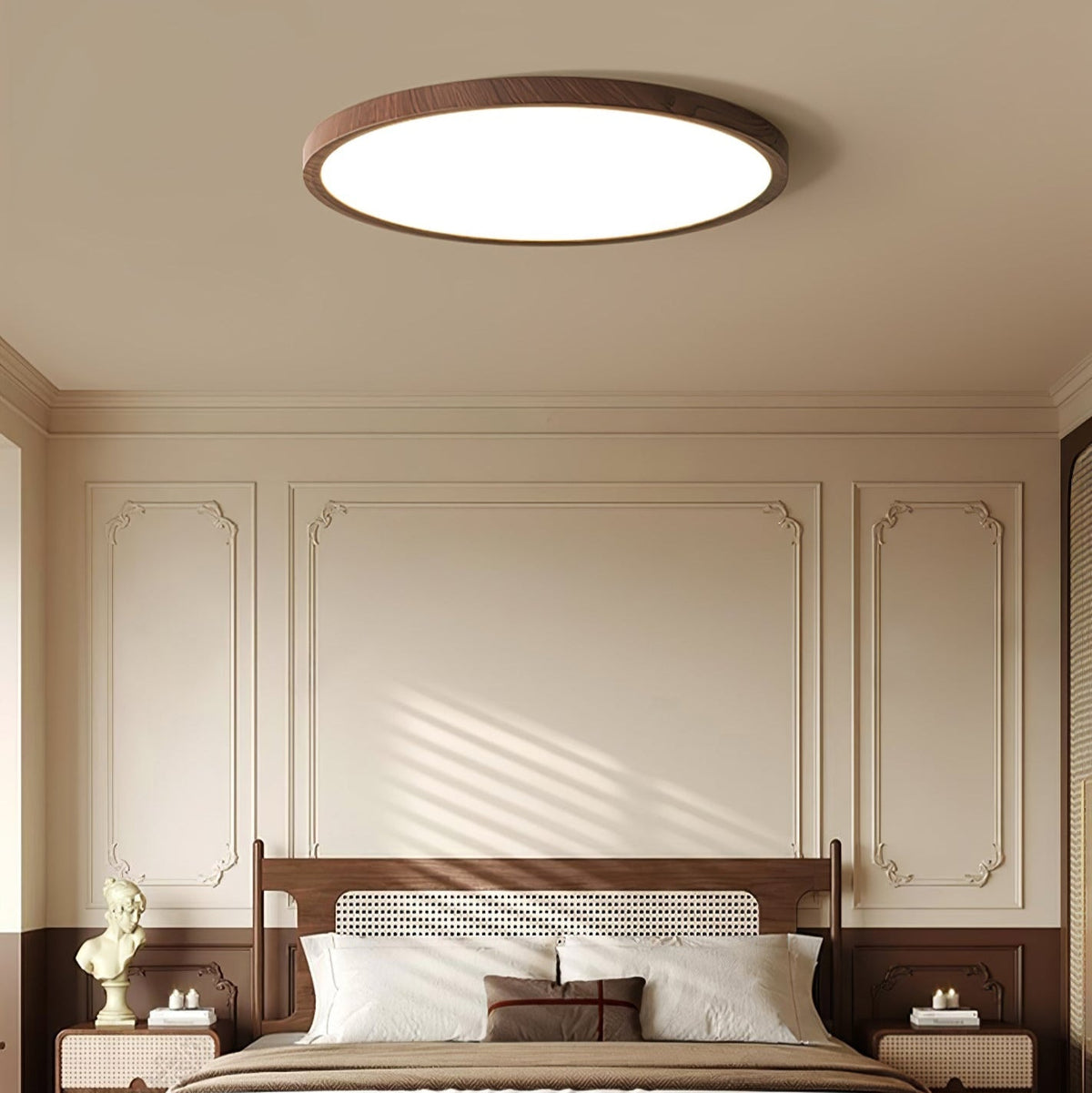 Rocor Ceiling Light Acrylic Thin Round Walnut Look Minimalist