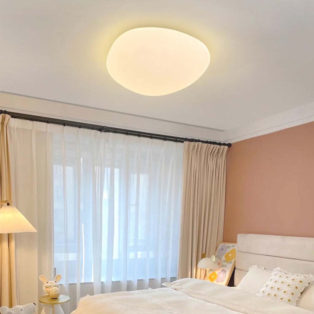 Flush Mount Ceiling Light Unique White Pebble, Acrylic