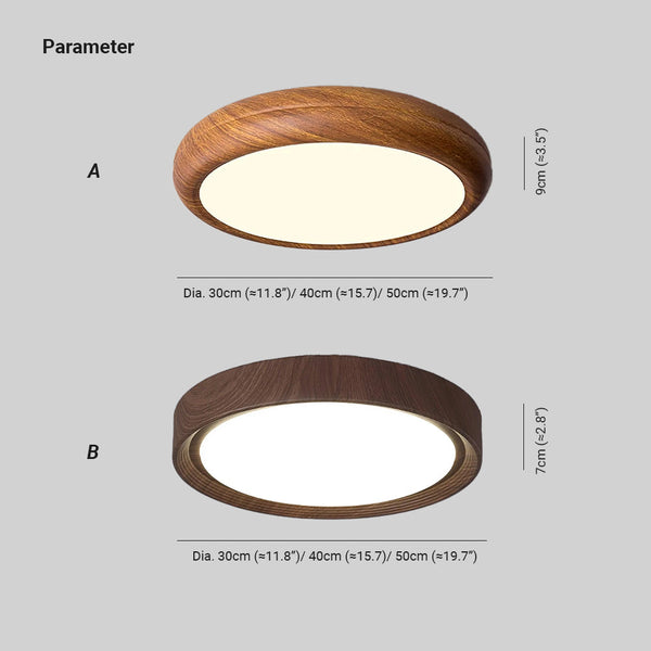 Niralel Ceiling Light Woodgrain Acrylic Round
