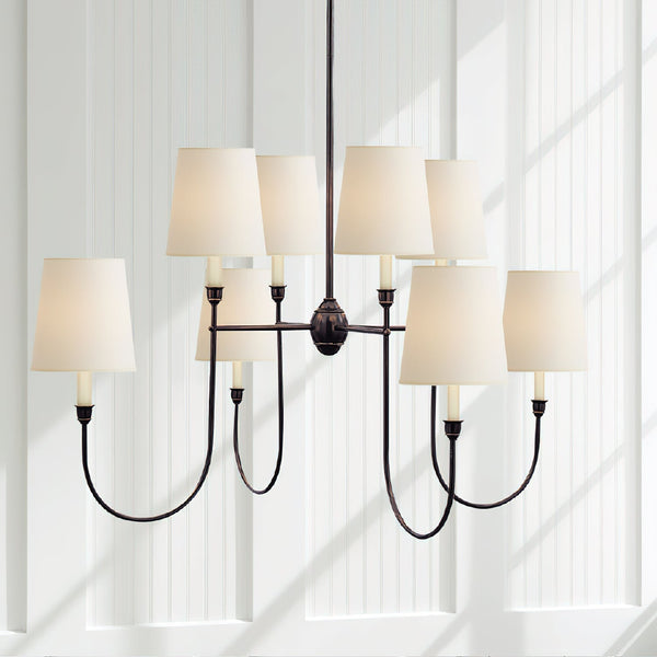 Nyshair Vintage Industrial Brass Fabric Chandelier
