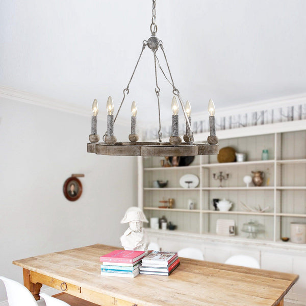 Mysilora Vintage Industrial Wheel Wood Chandelier