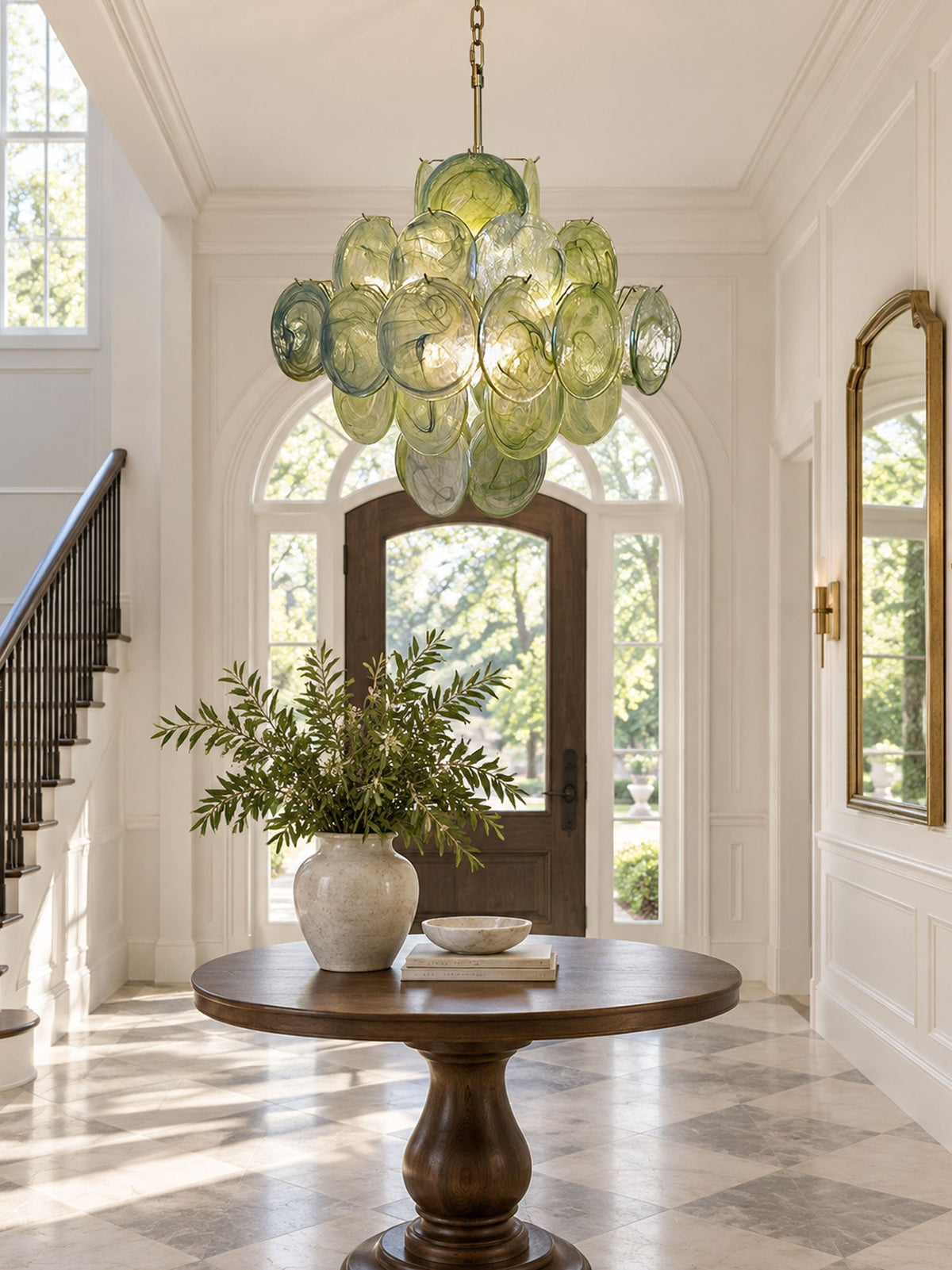 Verdant Bloom Glass Chandelier
