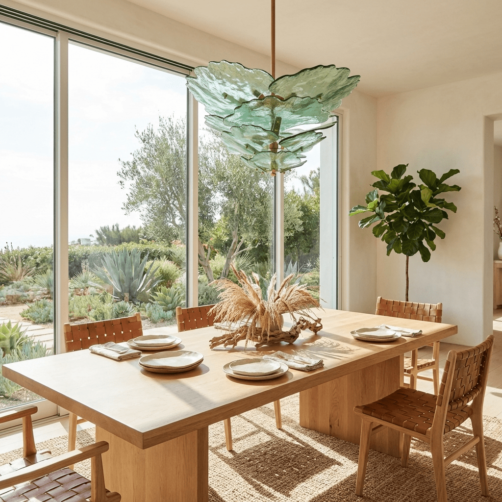 Verdant Petal Glass Chandelier
