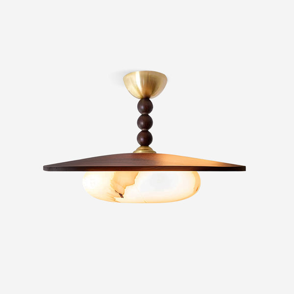 Muto Ceiling Light Walnut Color & White Imitation Alabaster