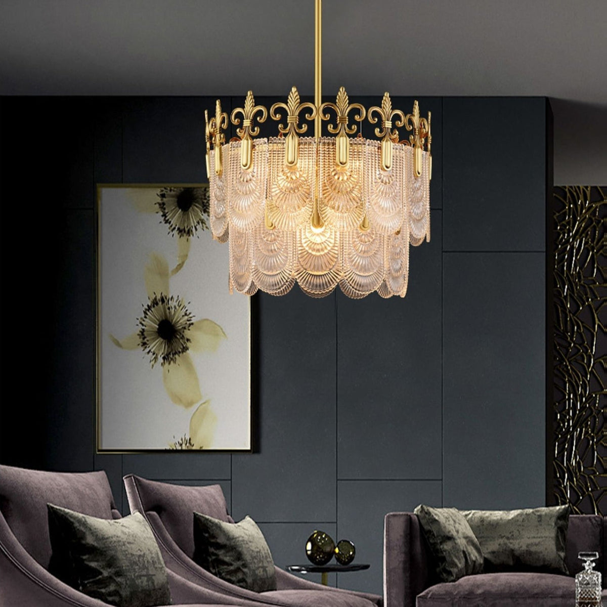 Cashaor Postmodern Luxury Brass Glass Chandelier
