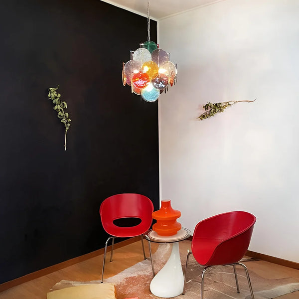Vintage Murano Multicolored Disks Chandelier