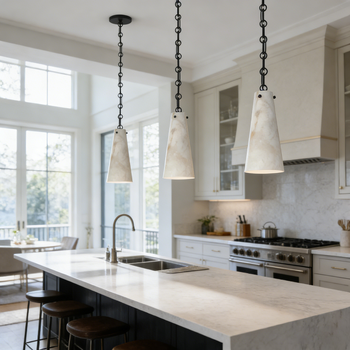 Vintage Alabaster Cluster Chandelier