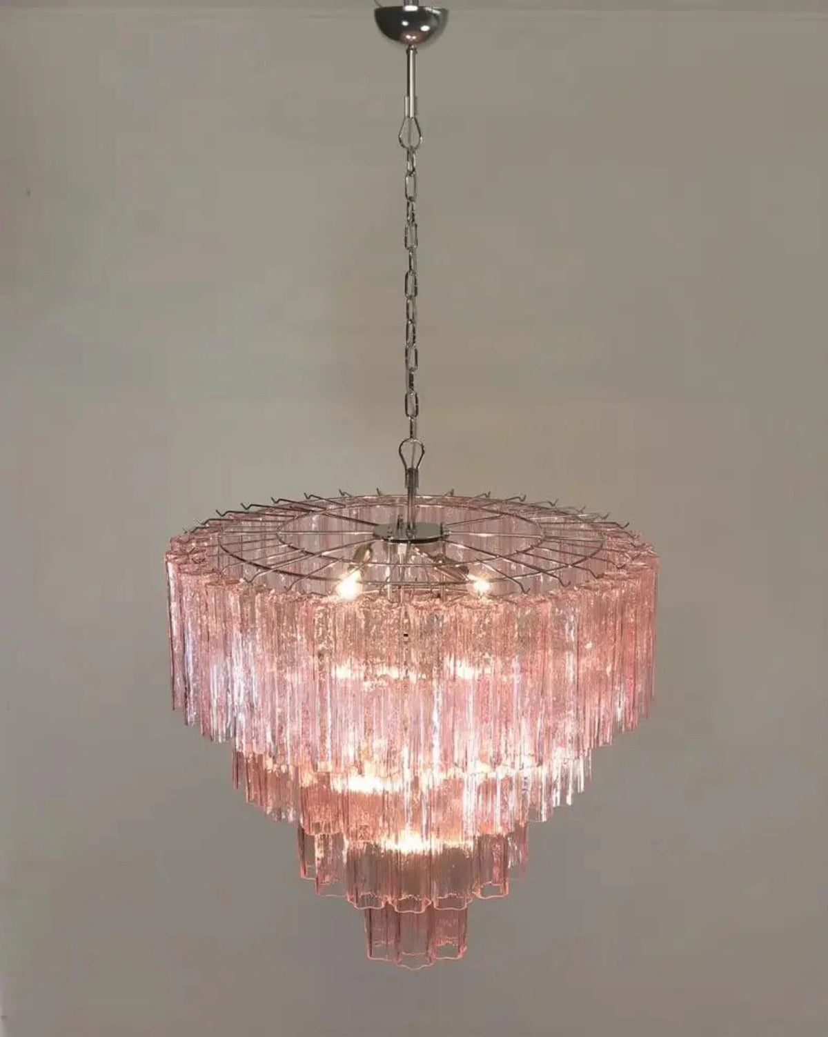 Pink Glass Tube Star Layered Chandelier