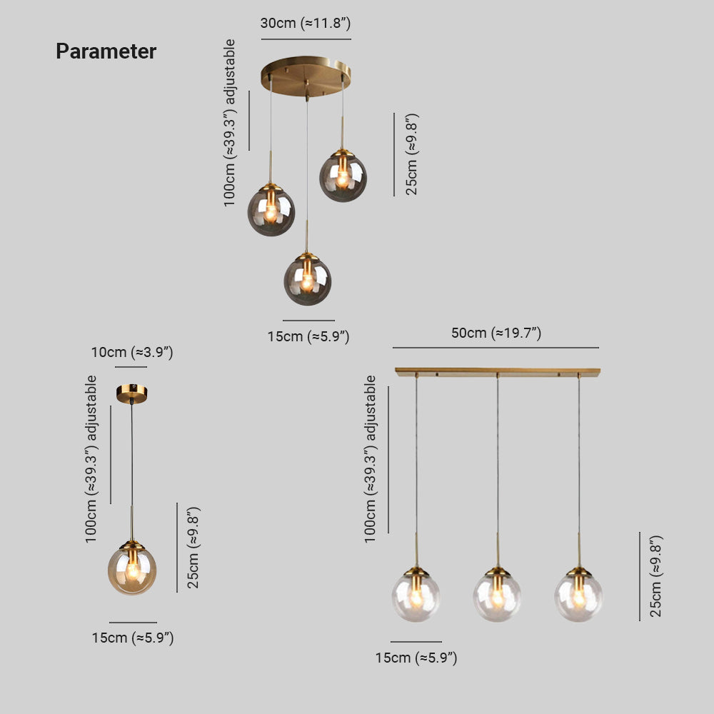 Valentina Designer Bubble Glass Pendant Light, Smoke/Clear/Amber