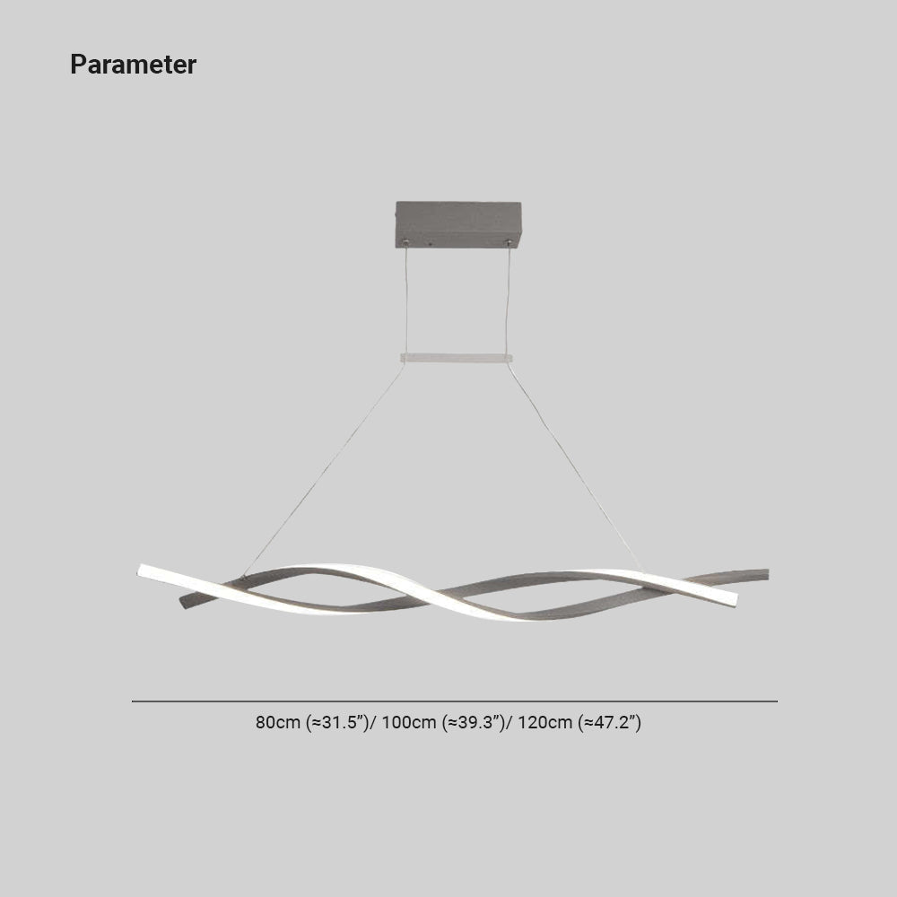 Arisha Pendant Light Linear Double Wave Modern, Metal, Black/Grey, Bedroom