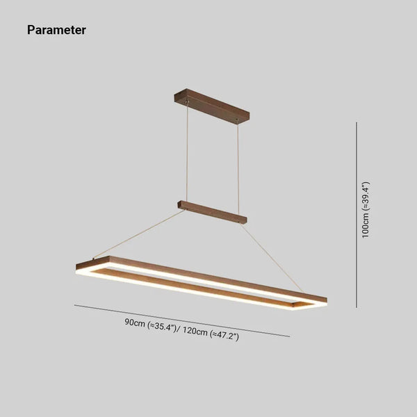 Modern Rectangular Wooden LED Dining Light Pendant