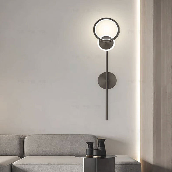 Wall Lamp Minimalist Copper LED for Bedroom, Black / Gold