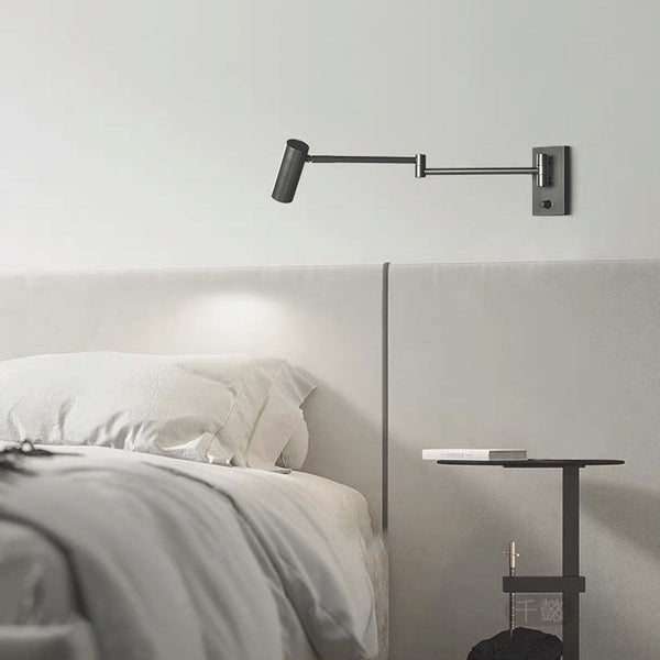 Wall Lamp Spotlight Modern with Swing Arm and Switch, Black / Gold