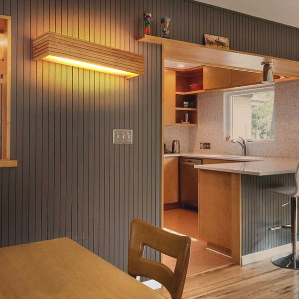 Wall Light Sconce Modern Minimalist Rectangle LED Linear, Wood & Acrylic