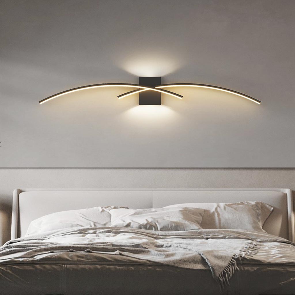 Wall Light Nordic Minimalist Unique Wavy Linear LED, White/Black