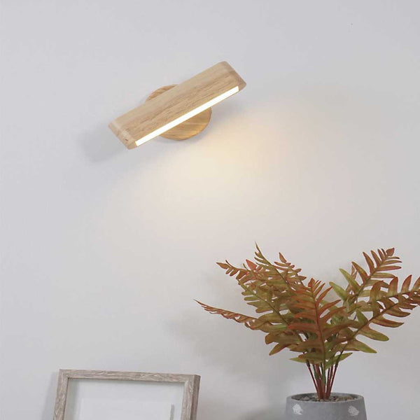 Wall Mount Light Nordic Wooden Rotatable LED, Log/Walnut Color