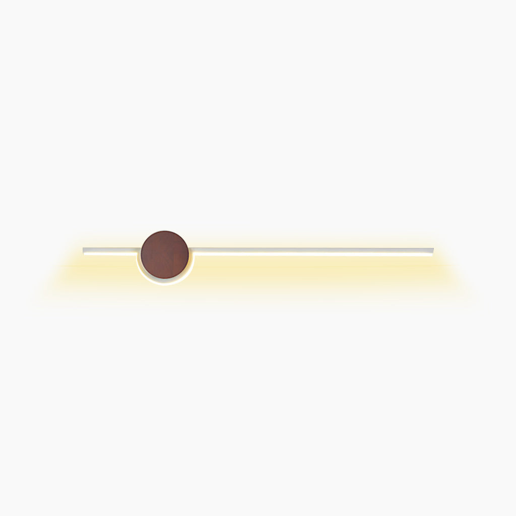 Wall Sconce Light Minimalist Cream LED Linear Wood, Log Color / Walnut Color